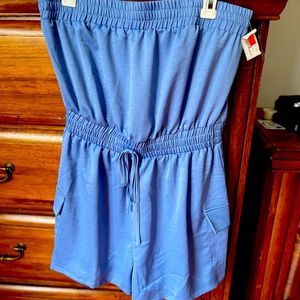 Light blue romper.